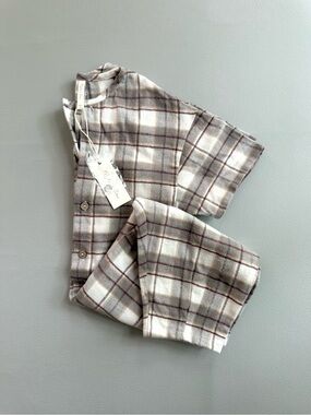 Rylee + Cru Hayes Flannel Plaid Jumpsuit Romper Maroon Cream 2-3Y 2T 3T NEW